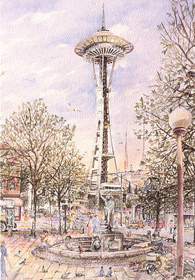 12 Blank Note Cards - The Space Needle