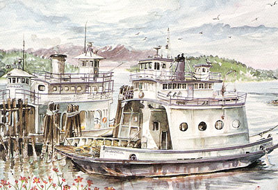 12 Blank Note Cards - Steilacoom Ferries/Tacoma