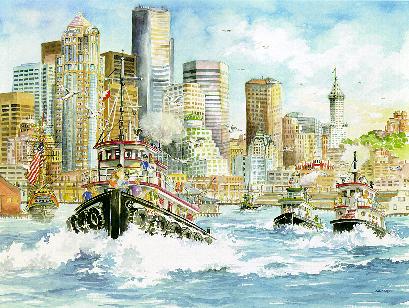 Tug Boat Races Limited Edition Print