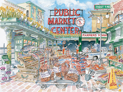 <h6>New!</h6> The ocean's bounty, everyday, at Pike Place Market - Limited Edition Print
