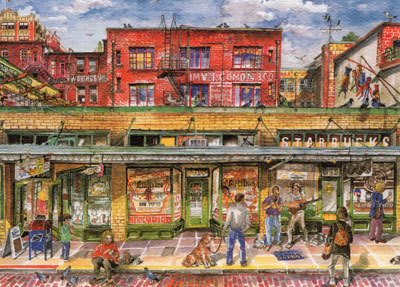 12 Blank Note Cards - Along Pike Place: Le Souk, La Mexicana and the original Starbucks