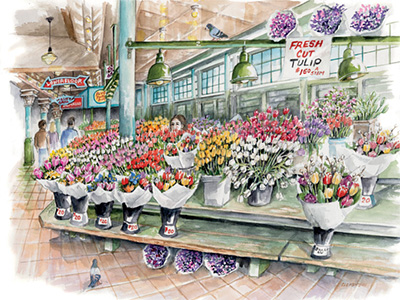 <h6>New!</h6> Tulip-Time in Pike Place Market - Limited Edition Print