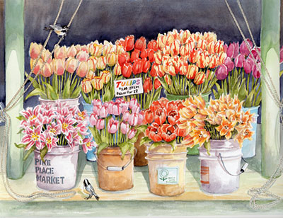 Tulips in buckets - Limited Edition Print