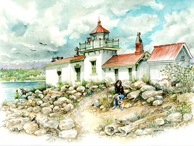 West Point Lighthouse from Discovery Park - Limited Edition Print