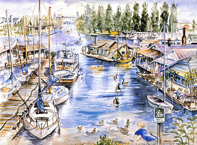 House Boats Portage Bay Limited Edition Print